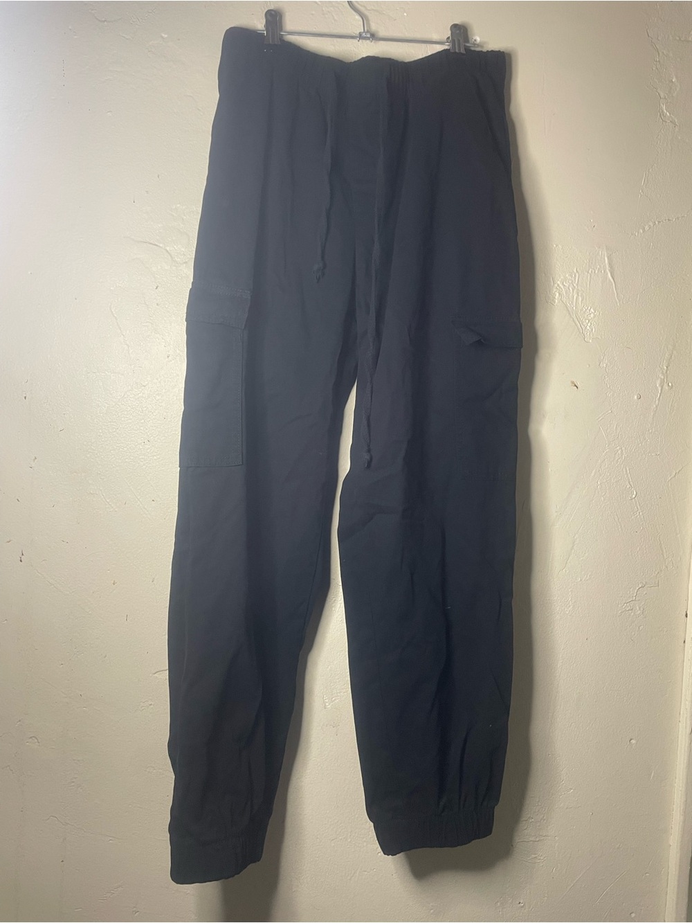 Ambiance Black Cargo Drawstring Joggers SZ M